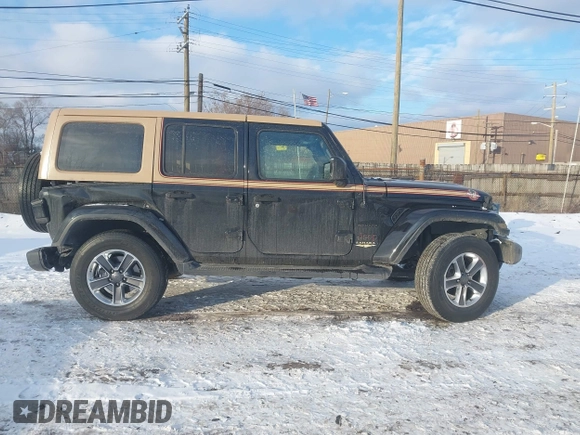 2020 Jeep Wrangler Unlimited Sahara with VIN 1C4HJXEN6LW113725, listed as a IAAI auction lot 41399766 with 87,583 mi miles. Bid and sale history available at carsss.com. Image 14.