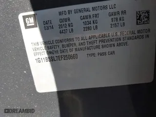 2014 Chevrolet Malibu LS with VIN 1G11B5SL7EF250660, listed as a IAAI auction lot 41461190 with 1 mi miles. Bid and sale history available at carsss.com. Image 9.