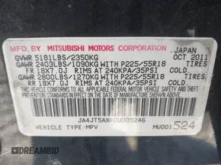 2012 Mitsubishi Outlander GT z VIN JA4JT5AX6CU005246, wystawiony jako IAAI lot #41408153 z przebiegiem 126 677 mil mil oraz . Historia ofert i sprzedaży dostępna na DreamBid. Obrazek 9.
