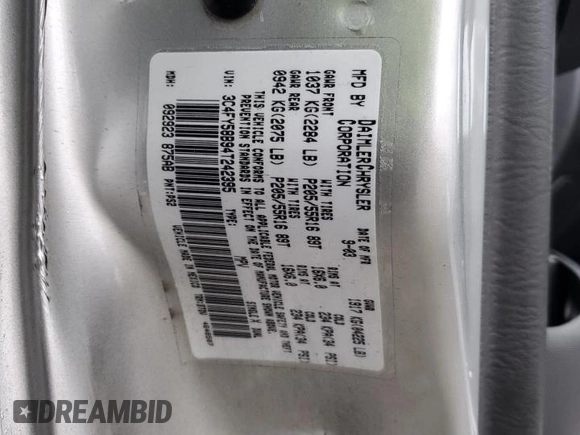 2004 Chrysler PT Cruiser Touring z VIN 3C4FY58B94T242395, wystawiony jako Copart lot #42083555 z przebiegiem 70 986 mil mil oraz Szkoda całkowita • Salvage title. Historia ofert i sprzedaży dostępna na DreamBid. Obrazek 15.