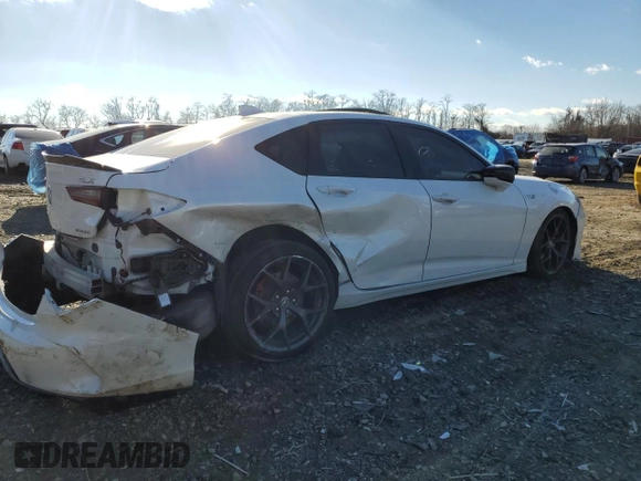 2023 Acura TLX Type S with VIN 19UUB7F98PA002790, listed as a Copart auction lot 43881115 with 53,905 mi miles and Salvage Title. Bid and sale history available at DreamBid. Image 3.