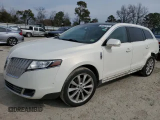 2012 Lincoln MKT EcoBoost with VIN 2LMHJ5AT4CBL53611, listed as a Copart auction lot 46493425 with 77,072 mi miles and Salvage Title. Bid and sale history available at DreamBid. Image 1.