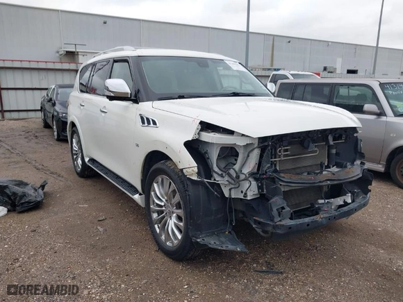 2015 Infiniti QX80 with VIN JN8AZ2NDXF9770846, listed as a IAAI auction lot 41269581 with 84,706 mi miles. Bid and sale history available at carsss.com. Image 1.