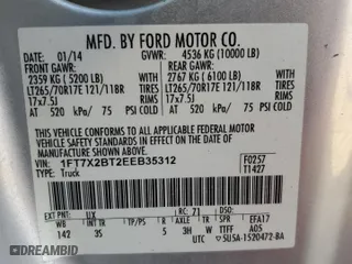 2014 Ford Super Duty F-250 SRW XLT with VIN 1FT7X2BT2EEB35312, listed as a Copart auction lot 83101704 with 0 mi miles and Salvage Title. Bid and sale history available at carsss.com. Image 13.