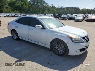 2015 Hyundai Equus Signature with VIN KMHGH4JH9FU100713, listed as a Copart auction lot 51806385 with 107,887 mi miles and Salvage title. Bid and sale history available at DreamBid. Image 4.