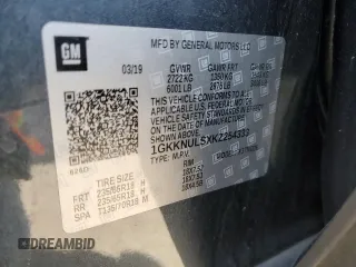 2019 GMC Acadia SLT with VIN 1GKKNULSXKZ254333, listed as a Copart auction lot 51206995 with 48,119 mi miles and Salvage Title. Bid and sale history available at DreamBid. Image 13.