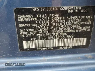2021 Subaru Crosstrek Premium z VIN JF2GTAPC5MH651869, wystawiony jako Copart lot #58562815 z przebiegiem 32 471 mil mil oraz Szkoda całkowita • Salvage title. Historia ofert i sprzedaży dostępna na DreamBid. Obrazek 13.