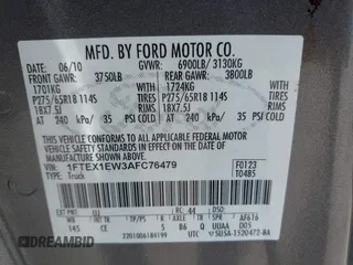 2010 Ford F-150 XL z VIN 1FTEX1EW3AFC76479, wystawiony jako IAAI lot #42586668 z przebiegiem 198 880 mil mil oraz . Historia ofert i sprzedaży dostępna na DreamBid. Obrazek 9.