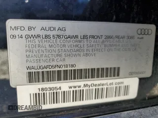 2015 Audi A8 с VIN WAUJGAFD5FN018180, выставлен на аукционе Copart как лот 87873925 с пробегом Не указан миль и Списание • Salvage title. История ставок и продаж доступна на DreamBid. Изображение 13.