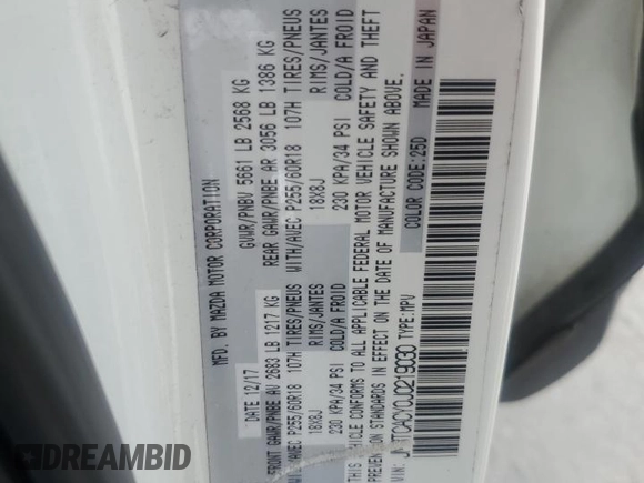 2018 Mazda CX-9 Touring with VIN JM3TCACY0J0219030, listed as a Copart auction lot 48905385 with 130,221 mi miles and Salvage Title. Bid and sale history available at carsss.com. Image 14.