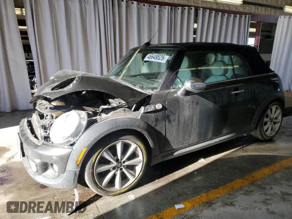 2012 MINI Convertible S with VIN WMWZP3C53CT250070, listed as a Copart auction lot 46649525 with 80,392 mi miles and Salvage Title. Bid and sale history available at DreamBid. Image 1.