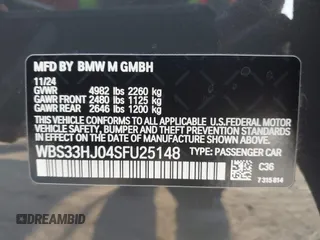 2025 BMW M3 Competition xDrive with VIN WBS33HJ04SFU25148, listed as a IAAI auction lot 41942920 with 1,166 mi miles and . Bid and sale history available at DreamBid. Image 9.