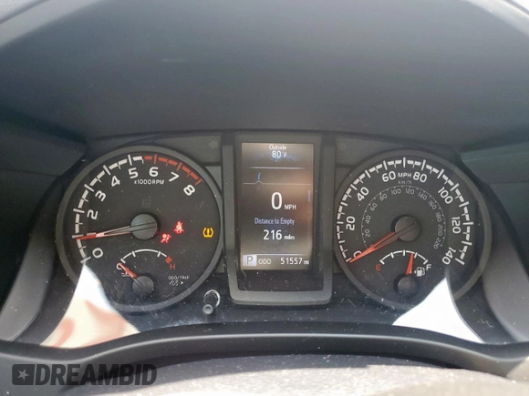 2021 Toyota Tacoma SR with VIN 5TFAX5GN2MX193408, listed as a Copart auction lot 57610355 with 51,557 mi miles and Salvage title. Bid and sale history available at DreamBid. Image 9.