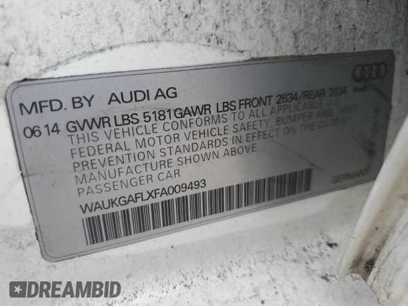 2015 Audi S4 Prestige with VIN WAUKGAFLXFA009493, listed as a Copart auction lot 69283674 with 96,559 mi miles and Salvage Title. Bid and sale history available at carsss.com. Image 14.