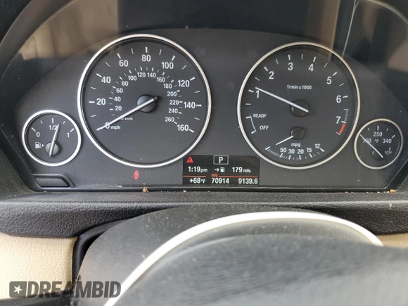 2013 BMW 3 Series 328i xDrive with VIN WBA3B3C53DF539650, listed as a Copart auction lot 60925975 with 70,914 mi miles and Salvage title. Bid and sale history available at DreamBid. Image 9.