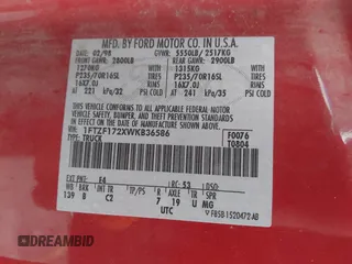 1998 Ford F-150 с VIN 1FTZF172XWKB36586, выставлен на аукционе IAAI как лот 41918407 с пробегом 198 281 миль миль и . История ставок и продаж доступна на DreamBid. Изображение 9.
