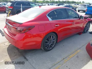 2018 Infiniti Q50 Red Sport 400 with VIN JN1FV7AP2JM460824, listed as a IAAI auction lot 42077854 with 91,062 mi miles and . Bid and sale history available at DreamBid. Image 4.