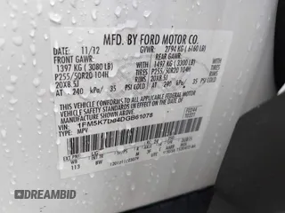 2013 Ford Explorer XLT with VIN 1FM5K7D84DGB61078, listed as a IAAI auction lot 41917054 with 133,483 mi miles and . Bid and sale history available at DreamBid. Image 9.