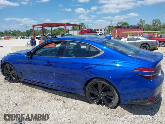 2023 Genesis G70 2.0T with VIN KMTG34TA1PU111825, listed as a IAAI auction lot 42030503 with 1 mi miles. Bid and sale history available at carsss.com. Image 14.