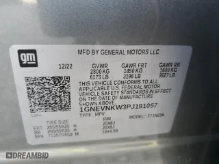 2023 Chevrolet Traverse High Country with VIN 1GNEVNKW3PJ191057, listed as a Copart auction lot 48988265 with 47,376 mi miles and Salvage Title. Bid and sale history available at carsss.com. Image 13.