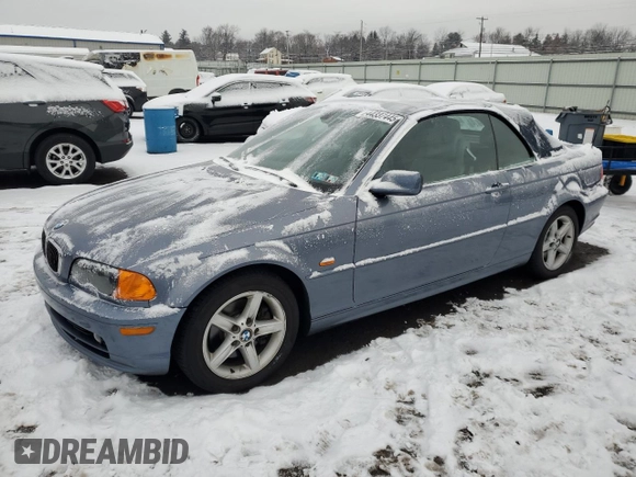 2003 BMW 3 Series 325Ci with VIN WBABS33453PG91055, listed as a Copart auction lot 44337445 with 177,804 mi miles and Clean Title. Bid and sale history available at carsss.com. Image 1.