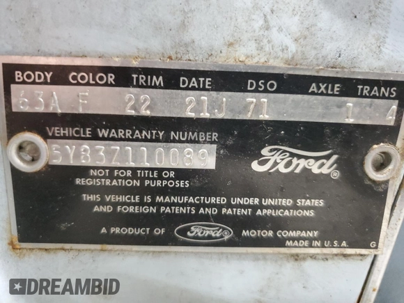 1965 Ford Thunderbird with VIN 5Y83Z110089, listed as a Copart auction lot 51788035 with 59,379 mi miles and Clean Title. Bid and sale history available at DreamBid. Image 12.
