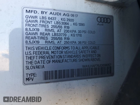 2018 Audi Q7 Premium Plus z VIN WA1LHAF76JD008057, wystawiony jako Copart lot #45675845 z przebiegiem 120 165 mil mil oraz Szkoda całkowita • Salvage title. Historia ofert i sprzedaży dostępna na DreamBid. Obrazek 13.