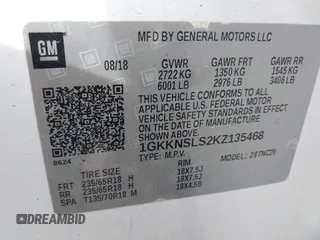 2019 GMC Acadia SLE with VIN 1GKKNSLS2KZ135468, listed as a IAAI auction lot 41848995 with 50,919 mi miles and . Bid and sale history available at DreamBid. Image 9.