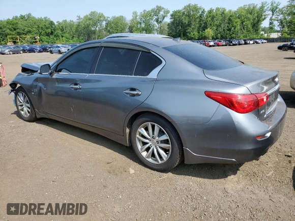 2015 Infiniti Q50 Premium with VIN JN1BV7AR9FM414737, listed as a Copart auction lot 62088065 with 118,668 mi miles and Salvage title. Bid and sale history available at DreamBid. Image 2.