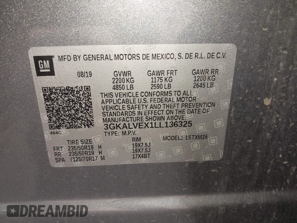 2020 GMC Terrain SLT с VIN 3GKALVEX1LL136325, выставлен на аукционе IAAI как лот 42589639 с пробегом 98 848 миль миль и . История ставок и продаж доступна на DreamBid. Изображение 9.
