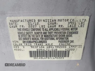 2012 Nissan Sentra 2.0 z VIN 3N1AB6AP8CL695223, wystawiony jako IAAI lot #42464414 z przebiegiem 177 161 mil mil oraz . Historia ofert i sprzedaży dostępna na DreamBid. Obrazek 9.