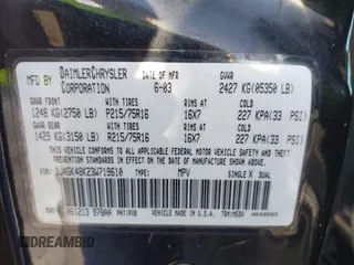 2003 Jeep Liberty Sport with VIN 1J4GK48K23W719610, listed as a IAAI auction lot 41998067 with 150,916 mi miles and . Bid and sale history available at DreamBid. Image 9.