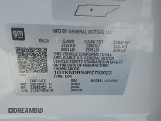 2024 Cadillac XT5 AWD Premium Luxury with VIN 1GYKNDRS4RZ753023, listed as a Copart auction lot 45671495 with 8,855 mi miles and Non repairable. Bid and sale history available at DreamBid. Image 13.
