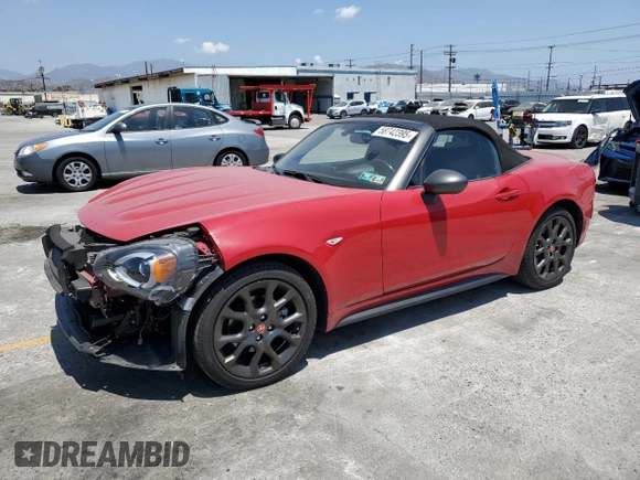 2017 FIAT 124 Spider Lusso with VIN JC1NFAEKXH0125617, listed as a Copart auction lot 58742395 with 18,930 mi miles and Salvage title. Bid and sale history available at DreamBid. Image 1.