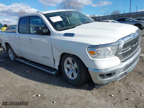 2021 Ram 1500 Big Horn with VIN 1C6SRFBT5MN557642, listed as a IAAI auction lot 41498784 with 53,000 mi miles. Bid and sale history available at carsss.com. Image 1.
