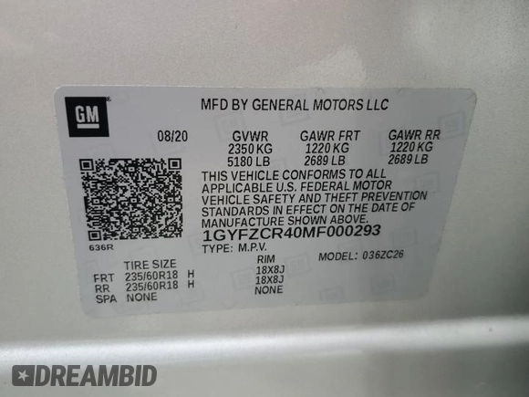2021 Cadillac XT4 FWD Premium Luxury z VIN 1GYFZCR40MF000293, wystawiony jako Copart lot #58710565 z przebiegiem 49 721 mil mil oraz Szkoda całkowita • Salvage title. Historia ofert i sprzedaży dostępna na DreamBid. Obrazek 12.