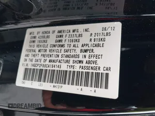 2012 Honda Accord SE z VIN 1HGCP2F66CA194145, wystawiony jako IAAI lot #39689581 z przebiegiem 221 371 mil mil oraz . Historia ofert i sprzedaży dostępna na DreamBid. Obrazek 9.