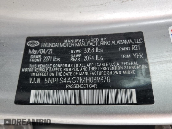 2021 Hyundai Elantra SEL z VIN 5NPLS4AG7MH039378, wystawiony jako Copart lot #50432535 z przebiegiem 88 153 mil mil oraz Szkoda całkowita • Salvage title. Historia ofert i sprzedaży dostępna na DreamBid. Obrazek 12.