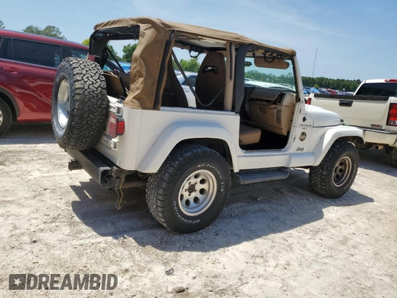 2001 Jeep Wrangler Sahara with VIN 1J4FA59S81P321490, listed as a Copart auction lot 57320005 with 180,959 mi miles and Salvage title. Bid and sale history available at DreamBid. Image 3.