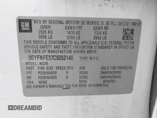 2012 Cadillac SRX Premium Collection с VIN 3GYFNFE37CS652140, выставлен на аукционе IAAI как лот 41888936 с пробегом Не указан миль и . История ставок и продаж доступна на DreamBid. Изображение 9.