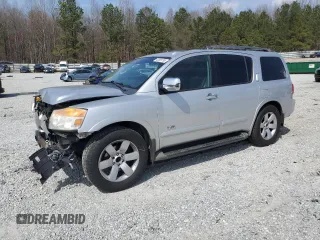 2008 Nissan Armada SE z VIN 5N1BA08D98N608591, wystawiony jako Copart lot #48399795 z przebiegiem 196 246 mil mil oraz Szkoda całkowita • Salvage title. Historia ofert i sprzedaży dostępna na DreamBid. Obrazek 1.