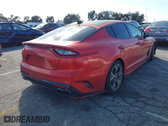 2020 Kia Stinger GT-Line with VIN KNAE15LA6L6081184, listed as a IAAI auction lot 41587668 with 52,168 mi miles. Bid and sale history available at carsss.com. Image 4.