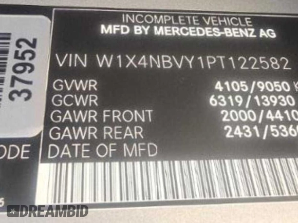 2023 Mercedes-Benz Sprinter with VIN W1X4NBVY1PT22582, listed as a Copart auction lot 79335324 with 17 mi miles and Clean Title. Bid and sale history available at DreamBid. Image 10.