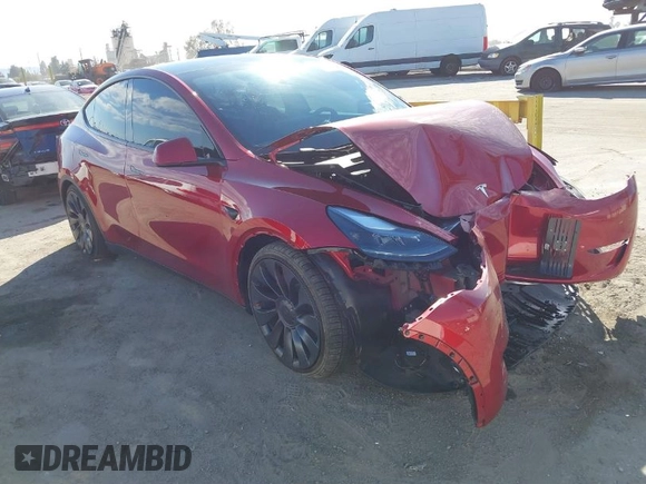 2024 Tesla Model Y Performance with VIN 7SAYGDEF3RF032980, listed as a IAAI auction lot 41619450 with 12,105 mi miles and . Bid and sale history available at DreamBid. Image 1.