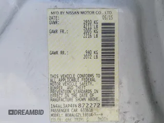 2015 Nissan Altima S z VIN 1N4AL3AP4FN872272, wystawiony jako IAAI lot #41982118 z przebiegiem 106 907 mil mil oraz . Historia ofert i sprzedaży dostępna na DreamBid. Obrazek 9.