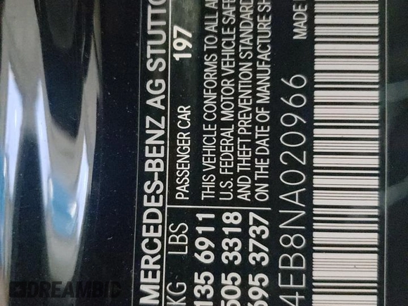 2022 Mercedes-Benz EQS 580 z VIN W1KCG4EB8NA020966, wystawiony jako Copart lot #52406925 z przebiegiem 9 507 mil mil oraz Szkoda całkowita • Salvage title. Historia ofert i sprzedaży dostępna na DreamBid. Obrazek 12.