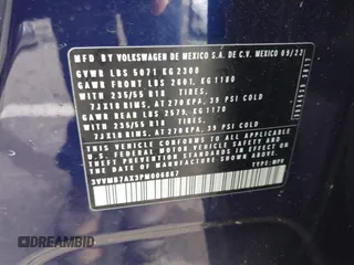 2023 Volkswagen Tiguan SE z VIN 3VVMB7AX3PM006867, wystawiony jako IAAI lot #40793976 z przebiegiem 29 648 mil mil oraz . Historia ofert i sprzedaży dostępna na DreamBid. Obrazek 9.
