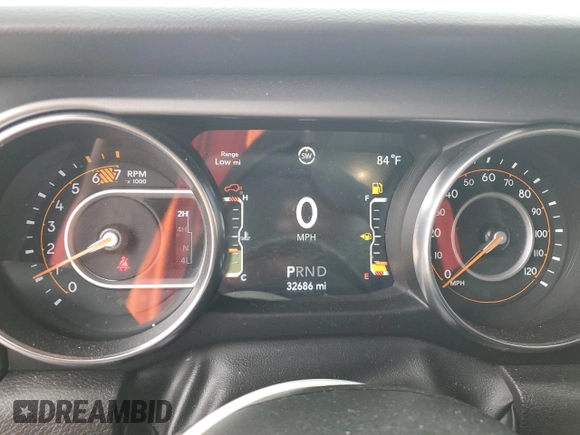 2023 Jeep Wrangler Sport with VIN 1C4HJXDG5PW527992, listed as a Copart auction lot 73312234 with 32,686 mi miles and Salvage Title. Bid and sale history available at DreamBid. Image 9.