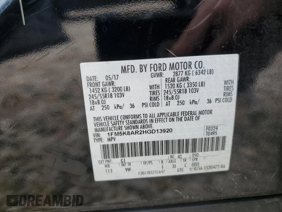 2017 Ford Police Interceptor Utility с VIN 1FM5K8AR2HGD13920, выставлен на аукционе Copart как лот 64195915 с пробегом 164 141 миль миль и Чистый • Clean title. История ставок и продаж доступна на DreamBid. Изображение 14.