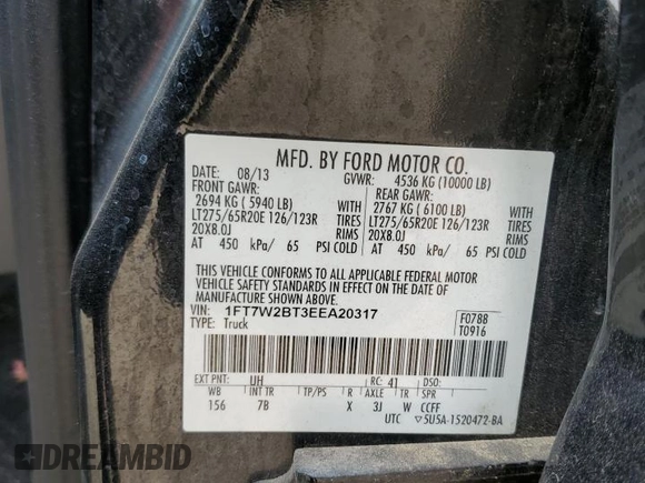 2014 Ford F-250 XL z VIN 1FT7W2BT3EEA20317, wystawiony jako Copart lot #60618925 z przebiegiem 210 432 mil mil oraz Czysty tytuł • Clean title. Historia ofert i sprzedaży dostępna na DreamBid. Obrazek 13.